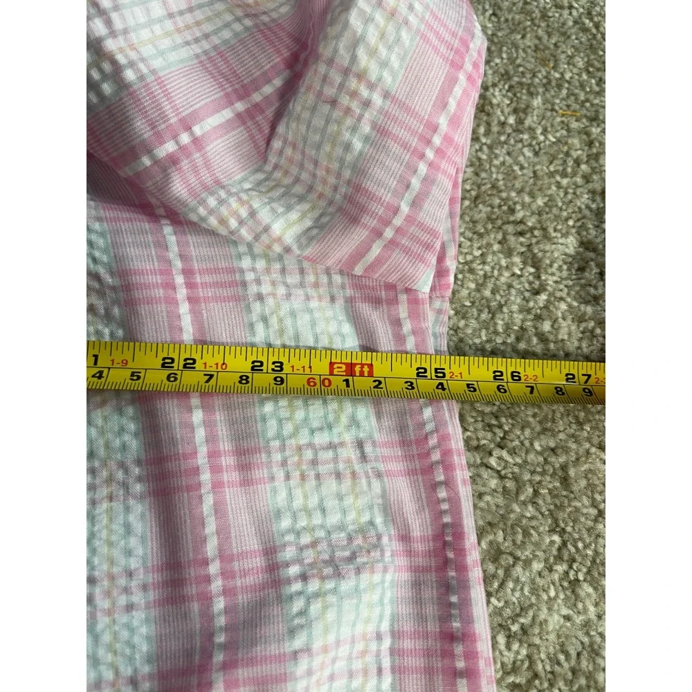 Miss Elaine Pink Plaid Seersucker Zip Front House Coat Robe Plus Size 1X